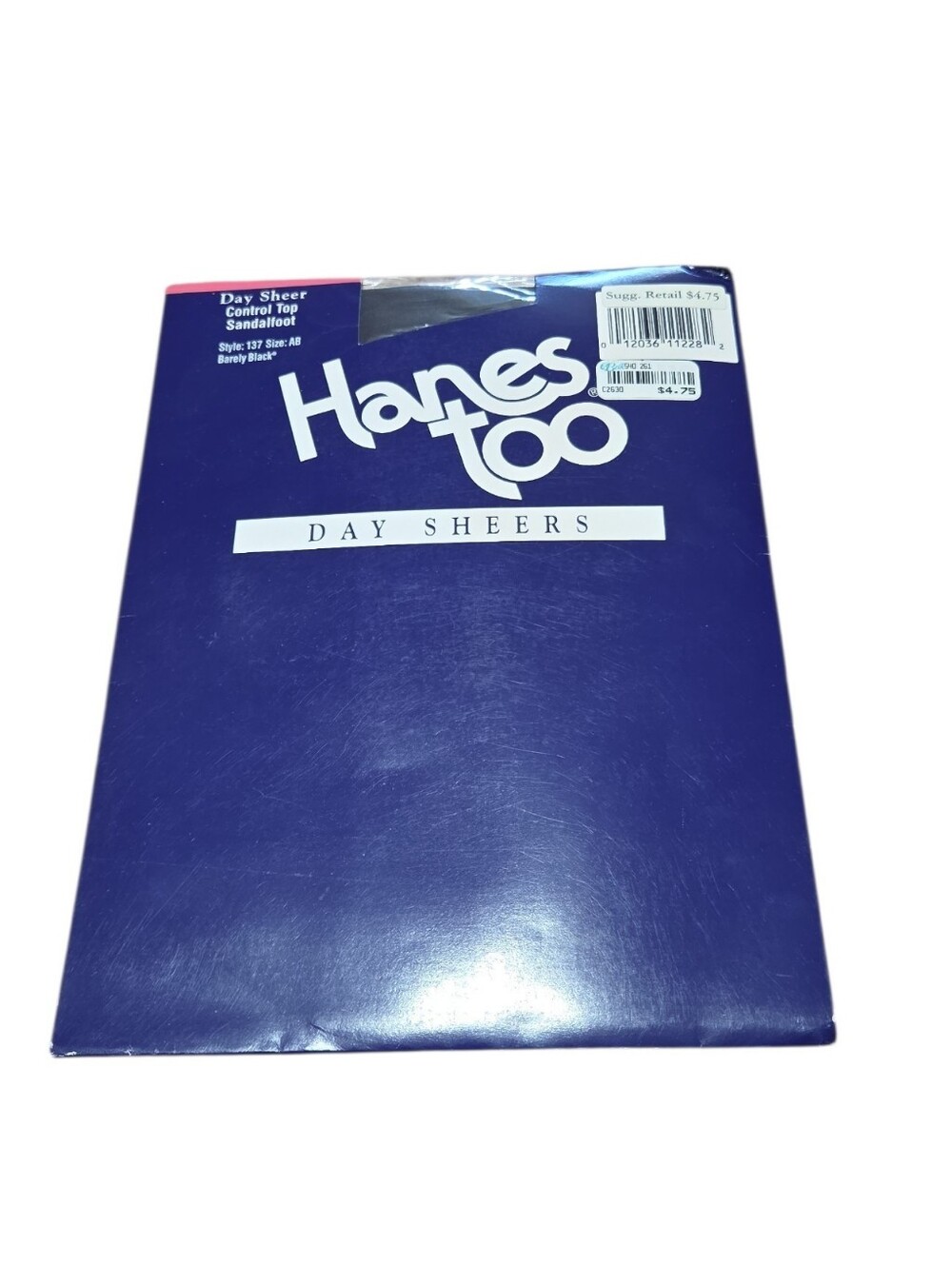 Vintage Hanes Too Day Sheer Hoisery Barely Black Size AB Control Top Sandalfoot